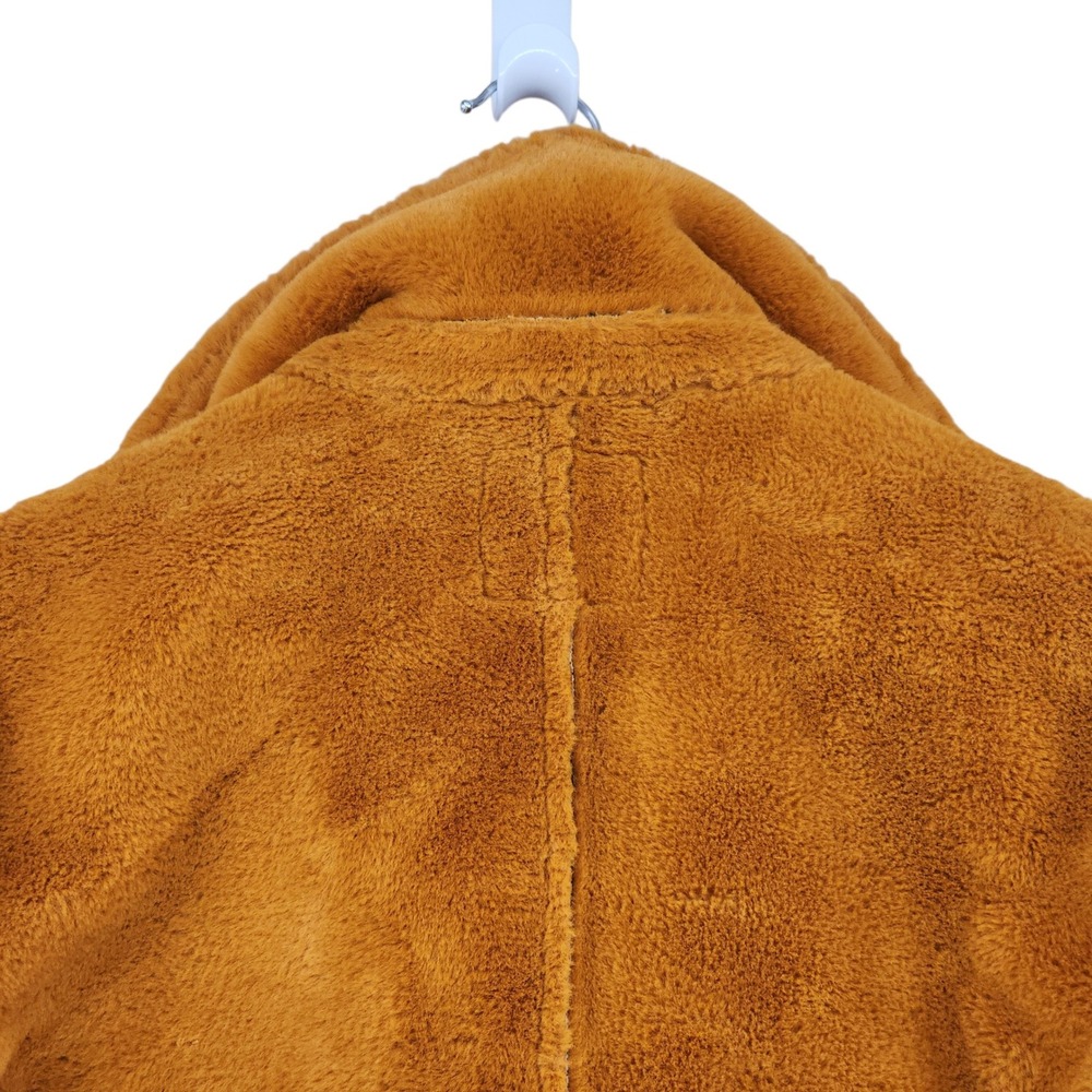 Avec Les Filles Faux Fur‎ Coat XL Women Mustard Yellow Teddy Jacket Plush Luxury - Picture 11 of 12